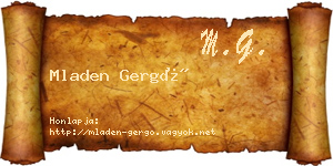 Mladen Gergő névjegykártya